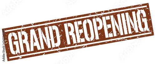 grand reopening square grunge stamp