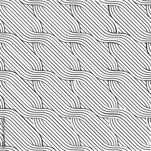 Vector seamless texture. Modern geometric background. Grid of intertwined wavy lines.