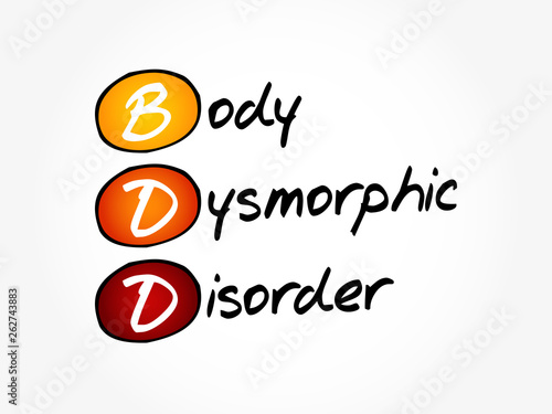 BDD - Body Dysmorphic Disorder acronym, health concept background © dizain