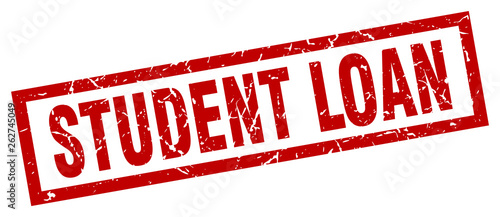 square grunge red student loan stamp