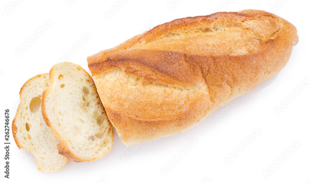 Sliced bread on white background