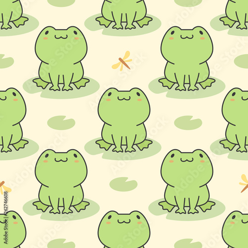 Cute frog Seamless Pattern Background