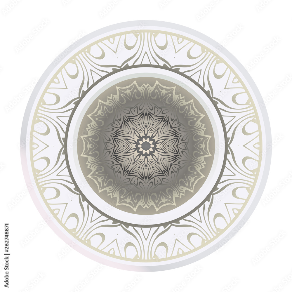 Round Floral Ornament Mandala. Vector Illustration.. For Home Decor, Interior Design, Coloring Book, Greeting Card, Invitation, Tattoo. Anti-Stress Therapy Pattern.