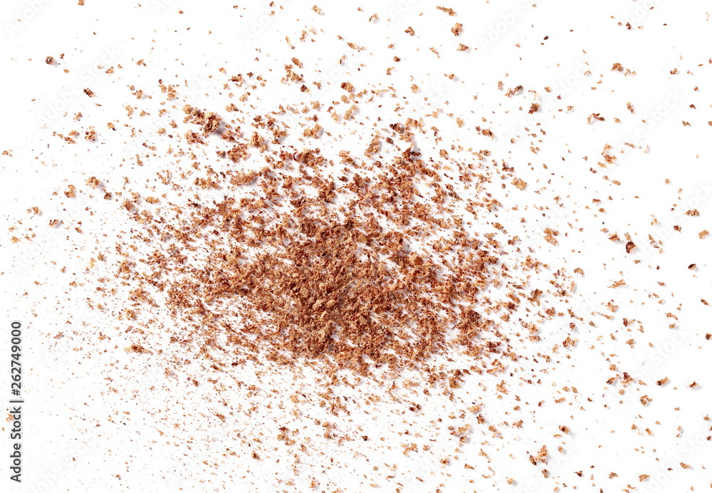 Cinnamon powder, shavings isolated on white background