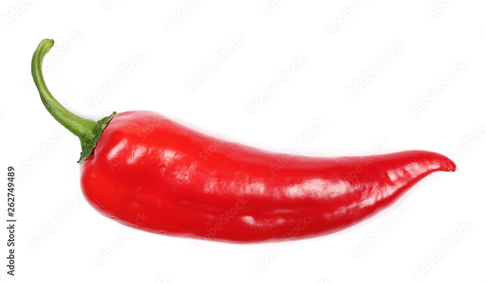 Fresh red paprika isolated on white background, top view Fresh red paprika isolated on white background, top view