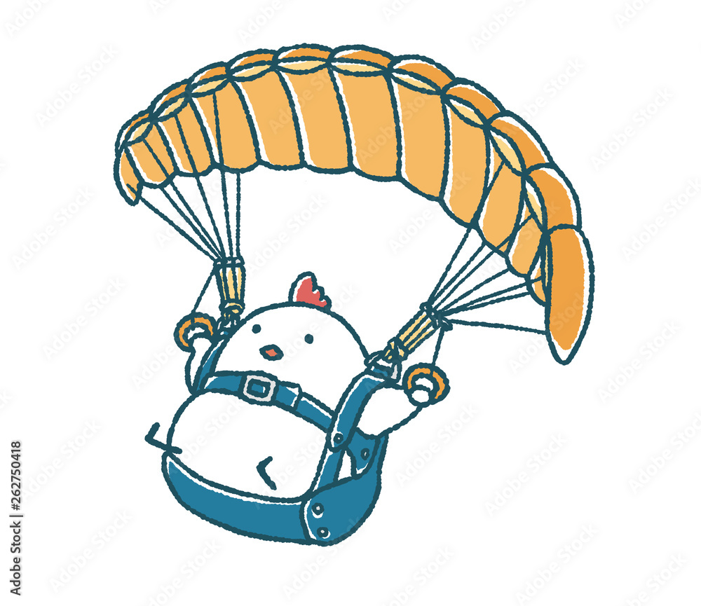 ゆるいにわとりのパラグライダー Stock イラスト Adobe Stock