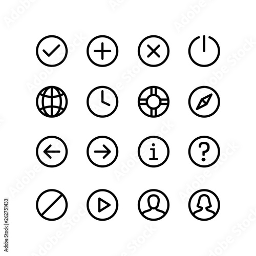 Circle miscellaneous icons set