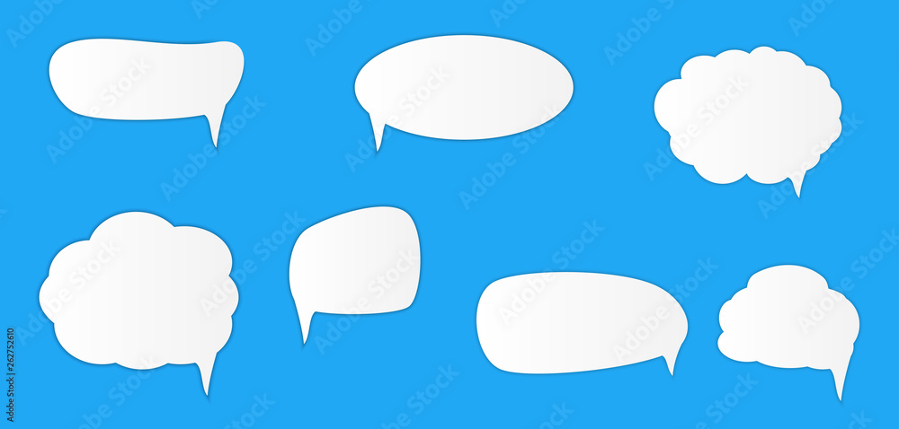 White blank retro speech bubbles set on blue background. Vector Illustration White blank retro speech bubbles set on blue background. Vector Illustration