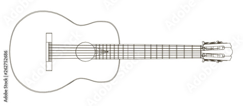 Contour of an acoustic guitar. Side view. Vector illustration