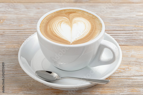 Cup of coffee art closeup