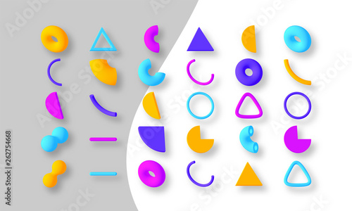 Set of colorful abstract geometric shapes. Isolated elements for design. Vector