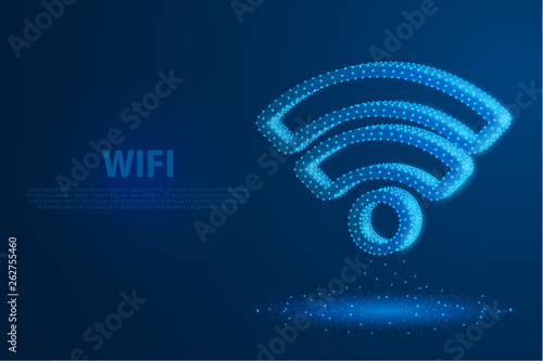 Technology wifi icon with blue background  A rotate icon composed of polygons  vector