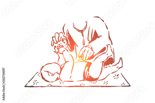 Kid health checkup, physician checking toddler health with stethoscope, infant examining