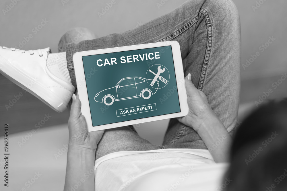 Car service concept on a tablet