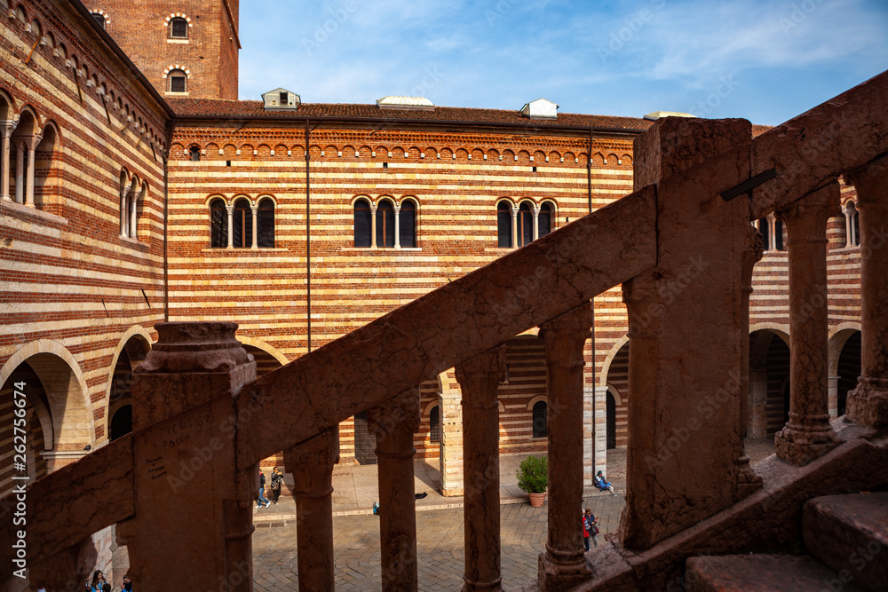 Verona, Italy – March 2019.  the Achille Forti Modern Art Gallery in the Palazzo della Ragione complex is Museum featuring modern works of art, Verona, Italy, Europe