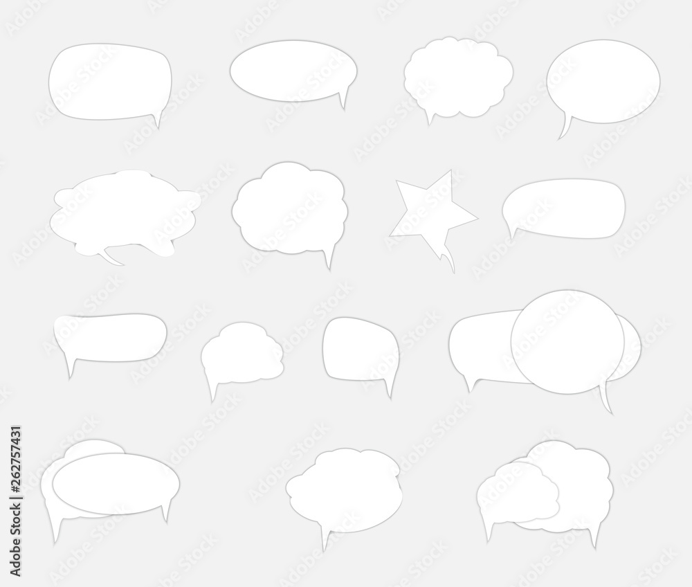 White blank retro speech bubbles set on white background. Vector Illustration White blank retro speech bubbles set on white background. Vector Illustration