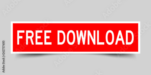 Red color sticker label in word free download on gray background
