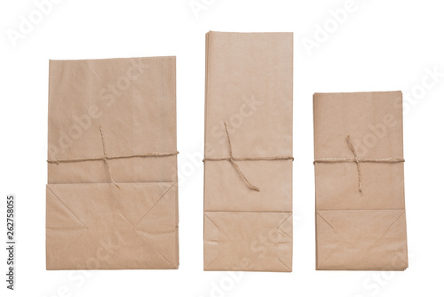 Three packages on a white background. Isolated
