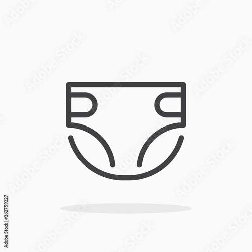 Diaper icon in line style. Editable stroke.