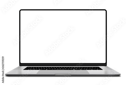 Laptop modern frameless with blank screen isolated on white background - super high detailed photorealistic esp 10 vector