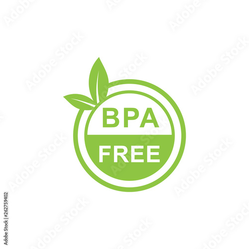 Green simple bpa free logo. Concept of emblem for packaging products or healthy emblem template. - Vector photo