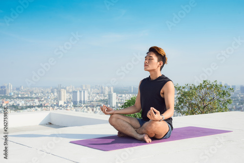 Man practicing advanced yoga. A series of yoga poses. lifestyle concept.