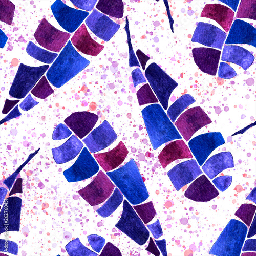 Tropical seamless pattern. Watercolor naive palm l