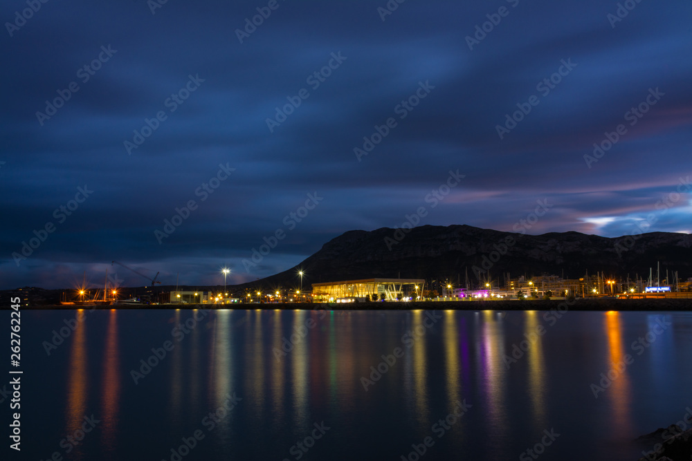 Denia port at night