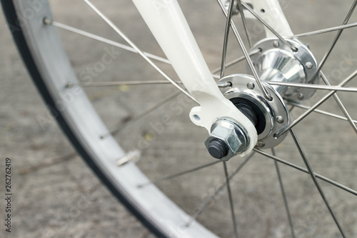 detail of vintage bicycle wheel, shallow depth of field © happycreator