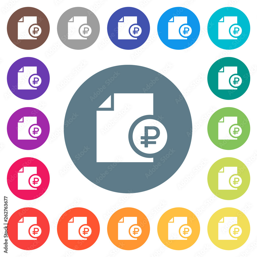 Ruble financial report flat white icons on round color backgrounds Ruble financial report flat white icons on round color backgrounds