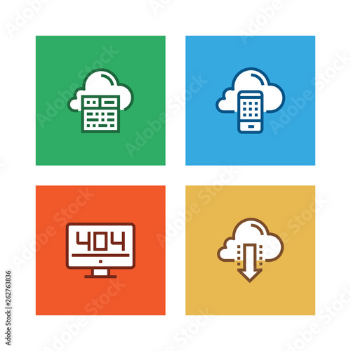 CLOUD DATA TECHNOLOGY LINE ICON SET