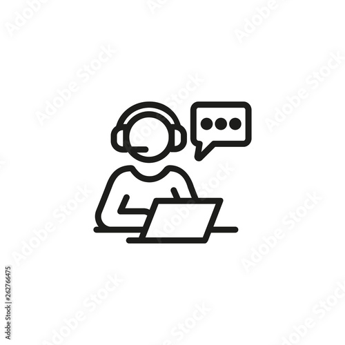 Call center assistant line icon