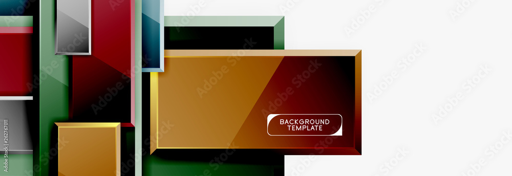 Geometrical design squares abstract banner, glossy shiny effects
