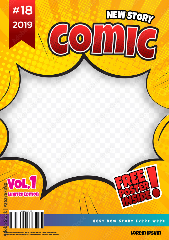 Fototapeta premium comic book page template design. Magazine cover 