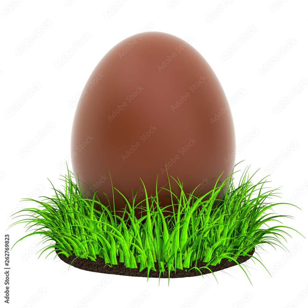 Chocolate egg in the green grass, Easter concept. 3D rendering Chocolate egg in the green grass, Easter concept. 3D rendering