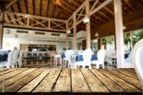 Wallpaper Mural Wooden desk space for your decoration and restaurant interior.  Torontodigital.ca