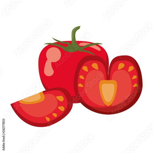 Fresh tomato slices cartoon