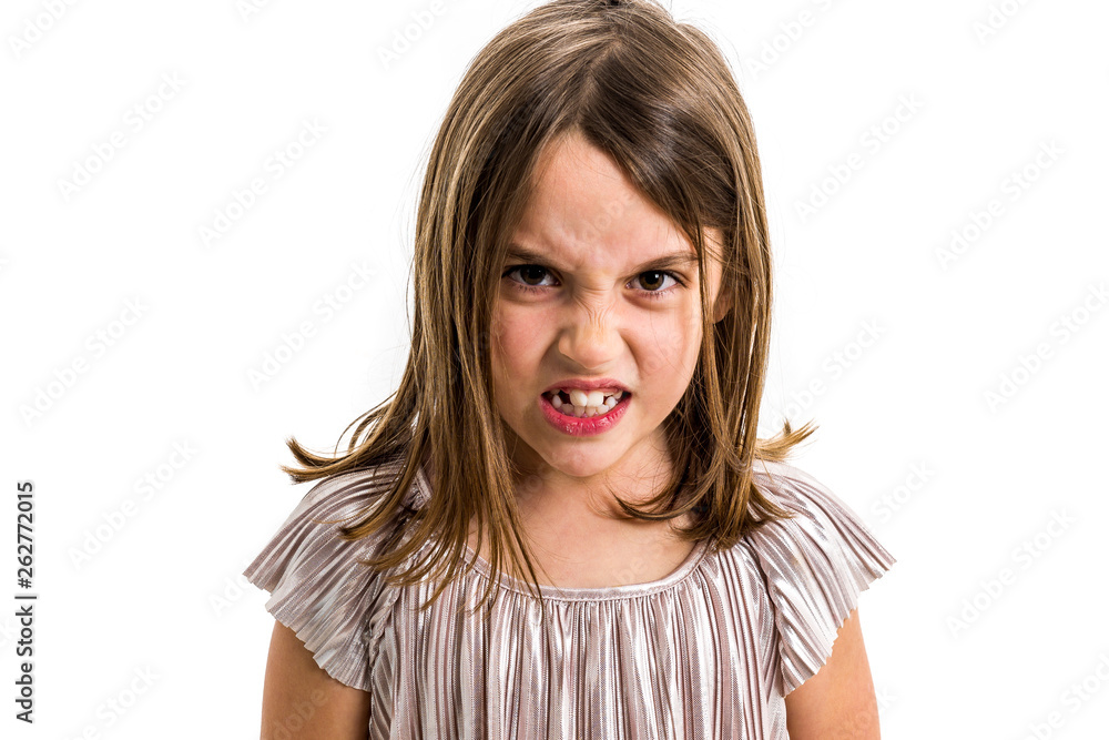 Little young girl is angry, mad, disobedient with bad behaviour. Little young girl is angry, mad, disobedient with bad behaviour.