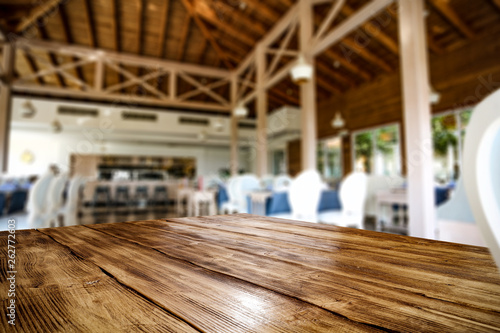 Wallpaper Mural Wooden desk space for your decoration and restaurant interior.  Torontodigital.ca