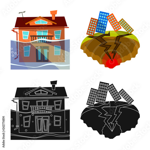 Vector design of weather and distress symbol. Collection of weather and crash stock symbol for web.