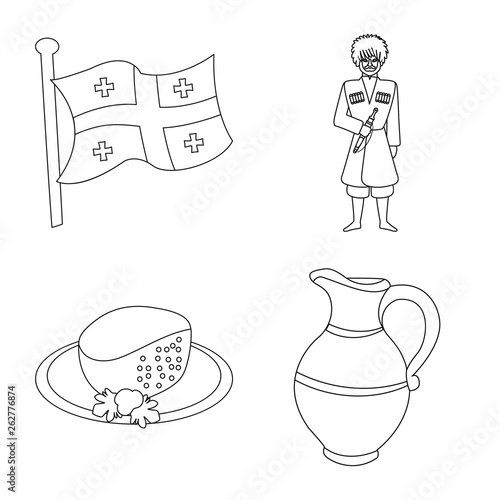 Isolated object of traditions and national logo. Set of traditions and sightseeing stock vector illustration.