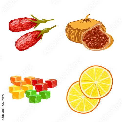 Fototapeta Naklejka Na Ścianę i Meble -  Vector design of fruit and dried  sign. Set of fruit and food  vector icon for stock.