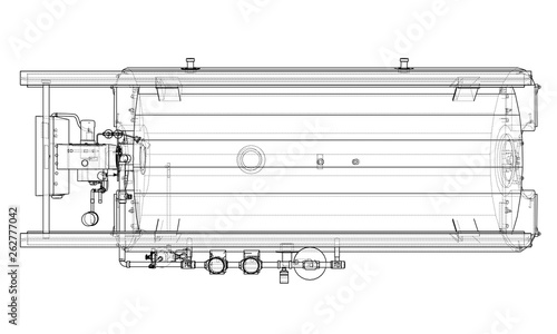Industrial boiler outline. Vector rendering of 3d