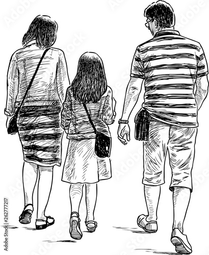 A family of citizen going on a stroll