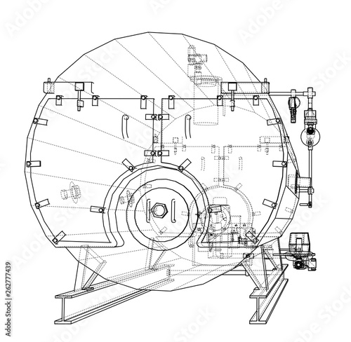 Industrial boiler outline. Vector rendering of 3d