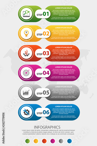 Vector infographic 3D template for six label, diagram, graph, presentation and circles. Business concept with 6 options. For content, flowchart, steps, parts, timeline, workflow, chart. EPS10