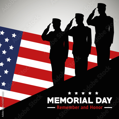 soldiers with usa flag to celebrate memorial day