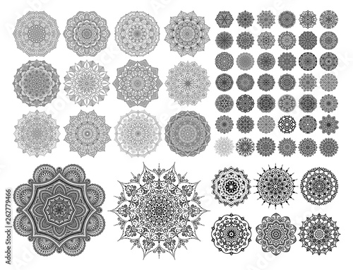 Mandalas for coloring book color pages set.