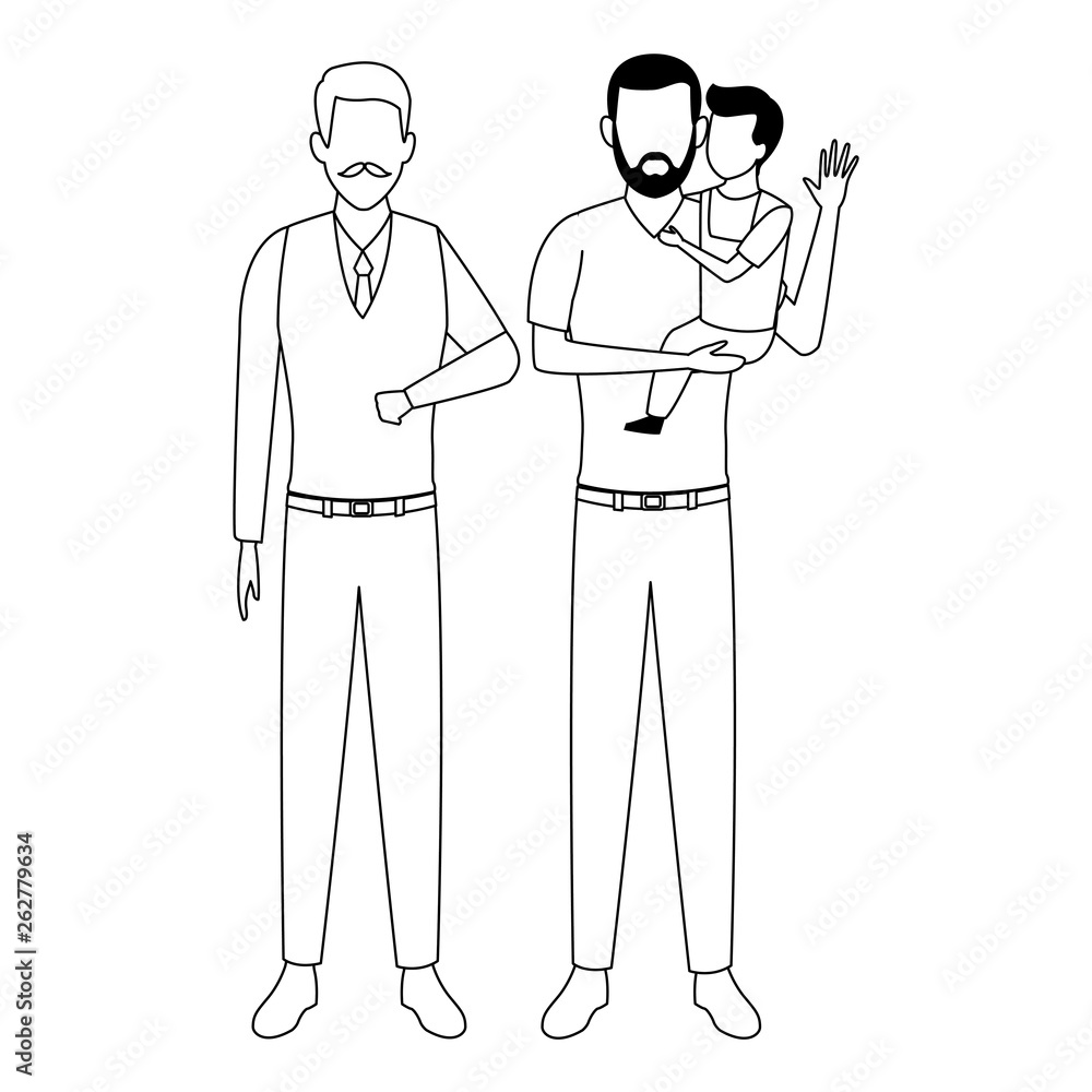 family avatar cartoon character black and white family avatar cartoon character black and white