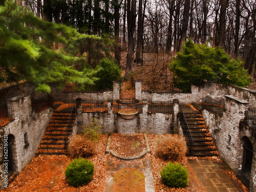 View from above a sunken garden photo